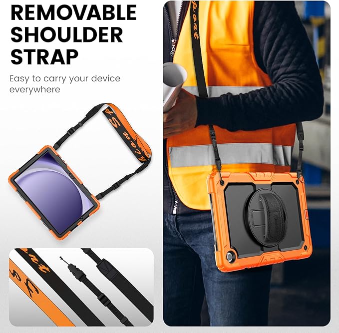 Timecity Case for Samsung Galaxy Tab A9 Plus 11 inch 2024: Sturdy Rugged with Screen Protector Kickstand Hand/Shoulder Strap Kids Case for Galaxy Tab A9 Plus/ A9+(SM-X210/X216/X218) - Orange