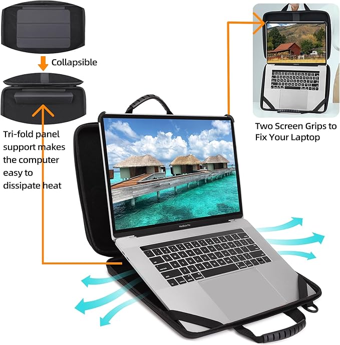 BUG 13-14 Inch Laptop Case Hard Shell Protective Laptop Carrying Case with Stand for Heat Dissipation