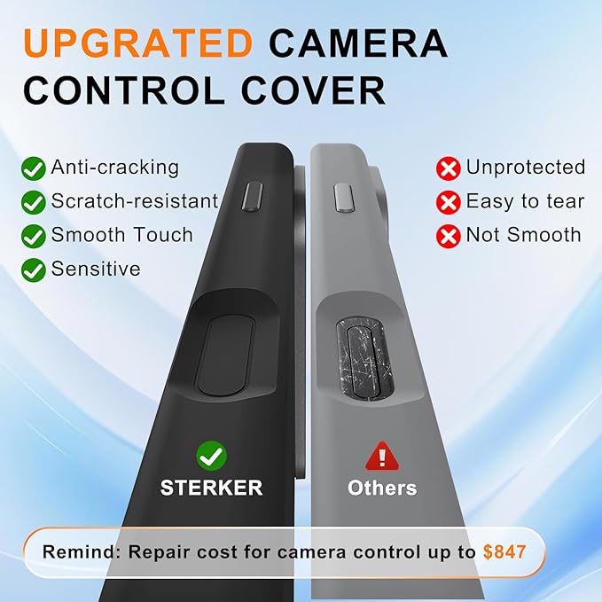 STERKER 360° Rotatable Stand Compatible with iPhone 17 Pro Case with Magnetic [Military Grade Drop Tested][Adjustable Kickstand] Ring Holder Silicone Slim Back Soft Edge Black