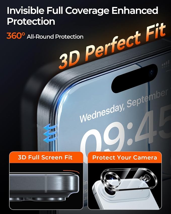 MRGLAS TOP 9H+ Glass 2+2 Packs for iPhone Air Privacy Screen Protector with Camera Lens Protector [Zero Bubble][10X Military Protection] 17 Air 6.5 Tempered Glass Full Edge CoverageCase-Friendly