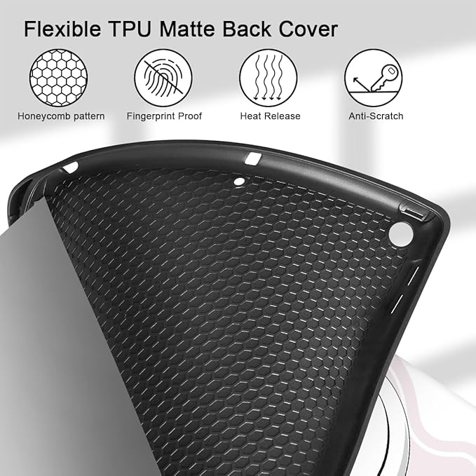 Tuiklol Case for iPad 10.2 Inch 2021 2020 2018 Release 9th / 8th / 7th Generation Built-in Pencil Holder TPU Protective Stand Back Cover Trifold Stand-Auto Wake/Sleep Lovely Elephant