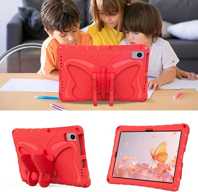 YEMENGHUA Heavy Duty Protection Compatible with Samsung Galaxy Tab S5e 10.5 (2019) SM-T720Lightweight EVA Kid Friendly Shockproof Protective CaseShoulder Strap Case Butterfly Kids Case(Vermelho)