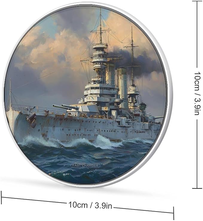 German Sailing Ship Fast Portable Charger 10W Funny Graphic Phone Charging Pad with USB Cable