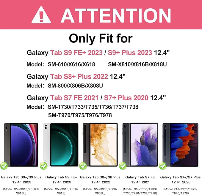 BATYUE Case for Samsung Galaxy Tab S10+ Plus /S9 FE+ Plus /S9+ Plus /S8+ Plus /S7+ Plus /S7 FE 5G 12.4 inch Shockproof Protective Tablet Case with Shoulder Strap Kickstand Rainbow