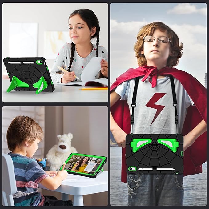 Case for iPad (A16) 11th/10th Generation 11.0''/10.9'' 2025/2022Kids Friendly iPad 10.9 Case with Screen ProtectorHeavy Duty Shockproof Cover for 10th Gen iPad CaseBlack Green