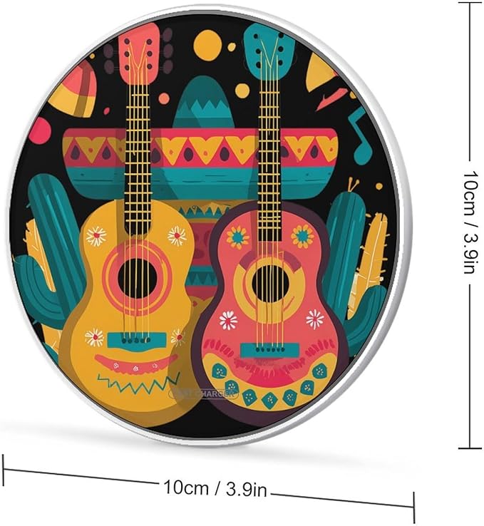 Mexican Music Guitar Cactus Phone Charger Magnetic Charging Pad Anti-Slip with USB Cable