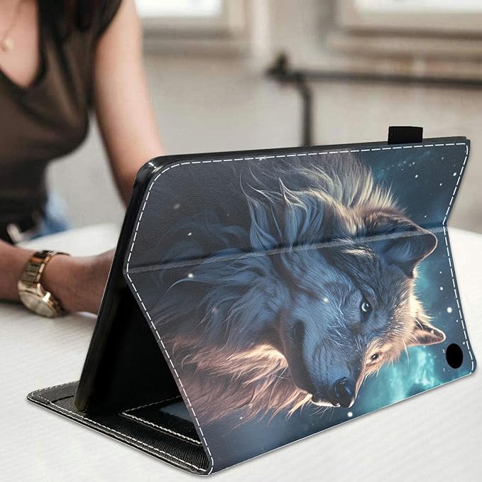 Case for All-New Amazon Fire HD 10 &amp 10 Plus Tablet 10.1 (13th/11th Generation 2023/2021 Release) Slim Stand Folio Cover with Card Slot &amp Auto Wake/Sleep - Wolf