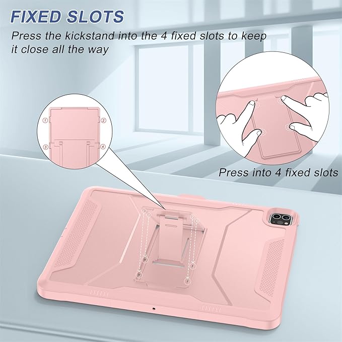 Soke Case for iPad Pro 12.9 Inch 6th/5th/4th Generation(2022/2021/2020 Release) Rugged Shockproof Protective Cover with Built-in Kickstand for Apple iPad Pro 12.9 - Pink Sand