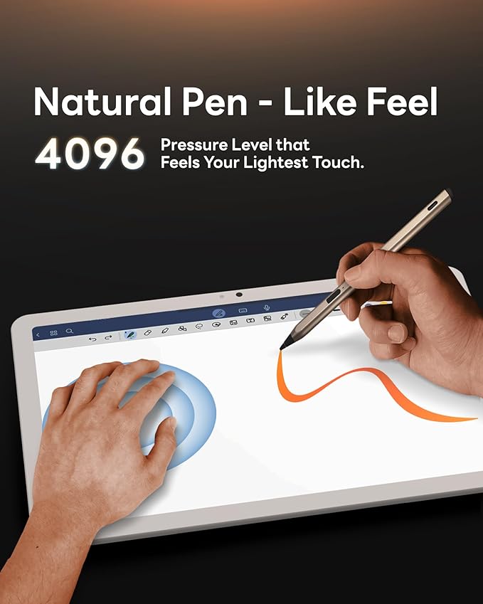 eiP USI 2.0 Pro Stylus Pen for Fire Max 11 2023 Google Pixel Tablet 11 Inch Specific Chromebooks – Titanium Gold Finish 4096 Pressure Levels Fast Charging Power Switch