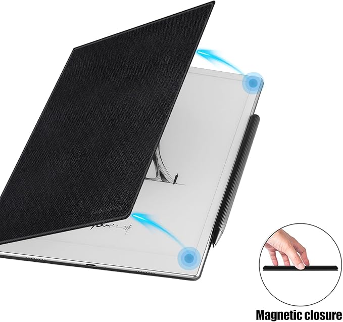 Magnetic Case for 10.3 Onyx Boox Go 10.3 ePaper Tablet (2024 Released) - Ultra-Thin Lightweight PU Leather Book Folio Cover with Auto Sleep/Wake (Cloth Black)