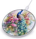 Peacock with Spring Flowers Phone Charger Magnetic Charging Pad Anti-Slip with USB Cable