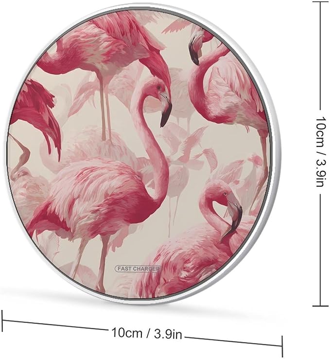 Flamingos Standing Fast Portable Charger 10W Funny Graphic Phone Charging Pad with USB Cable