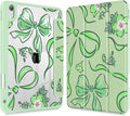 Mektron Case for 2026 iPad Air 13 inch M4 Cover Compatible 2025 iPad Air 13 inch M3 2024 iPad Air 13 inch M2 with Pencil Holder Shockproof Clear Shell Flowers-Bows-Green