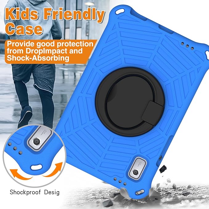 Compatible with Lenovo Tab M9 9.0 inch (TB-310FU) 2023 Case Tablet for Kids Light Weight EVA Rugged Shockproof Full Cover 360 Rotating Handle Stand Case (Blue)