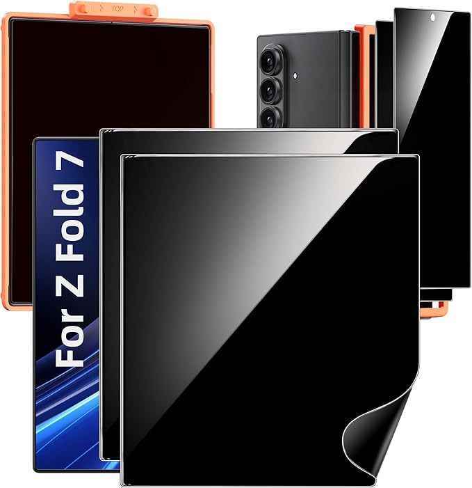 Hoerrye for Samsung Galaxy Z Fold 7 30° Privacy Screen Protector - [with Auto Align Frame Accessories] [2 Pack Inside Flexible TPU Film + 2 Pack Front Tempered Glass] No CreasesNo Bubbles