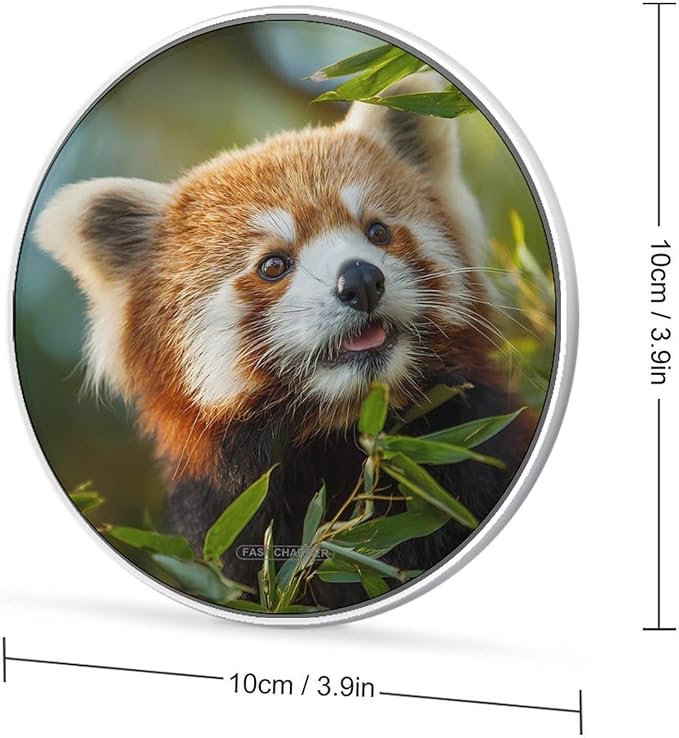 Red Panda Eating Leaves Fast Portable Charger 10W Funny Graphic Phone Charging Pad with USB Cable