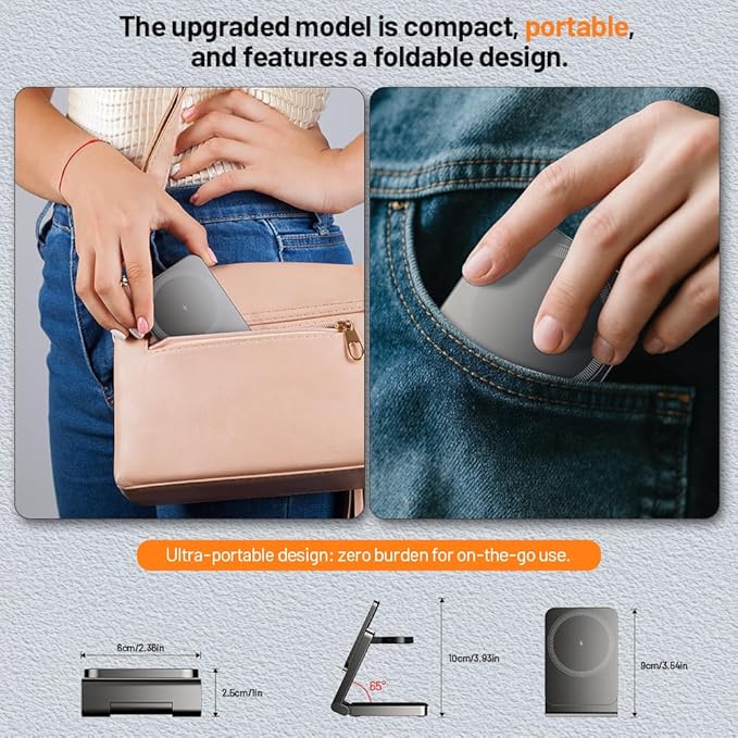 3 in 1 Charging Stationfor Apple Magsafe Charger Station Auto-Pop Watch CradleUp-Down Sliding Design Wireless Charging Station for iPhone 17/16/15/14/13/12&ampApple Watch Series/Airpods