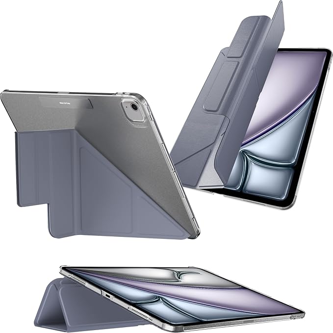 MAGEASY Case for 2025 M3 &amp 2024 M2 iPad Air 11 - Folio Case with Multi-fold Multi-Angle Stand Apple Pencil Holder Stain-Resistant - Facet | Alaskan Blue