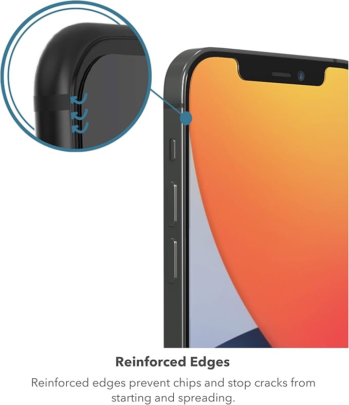 ZAGG Glass Elite VisionGuard+ Screen Protector - for iPhone 12 Pro Max - Impact Protection Scratch Resistant Fingerprint Resistant Smudge Resistant Oil Resistant InvisibleShield clear (200106675