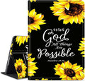 Case for iPad (A16) 11th Generation 11 Inch (2025)/ iPad 10th Generation 10.9 inch 2022Slim PU Leather Smart Cases Covers with Auto Wake/Sleep-Sunflower Matthew 19:26
