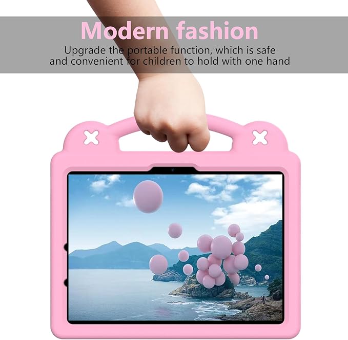 Dteck Case for iPad Air 5th/4th Gen 10.9 2022/2020iPad Pro 11 inch 4th/3rd/2nd/1st GenStrawberry Panda Shockproof Rugged Lightweight Convertible Handles Stand Kids Friendly Pencil Holder CasePink