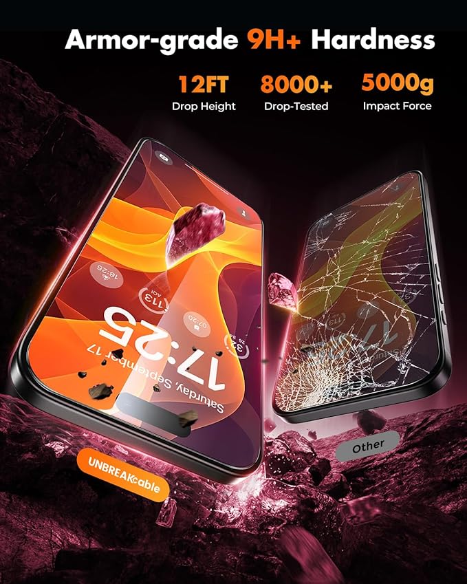 UNBREAKcable for iPhone 16 Screen Protector [Quick-Installation Box] 3-Pack 9H+ Hardness Shatterproof Tempered Glass [99.99% HD Clear] [Case Friendly] [Bubble Free] for iPhone 16 6.1