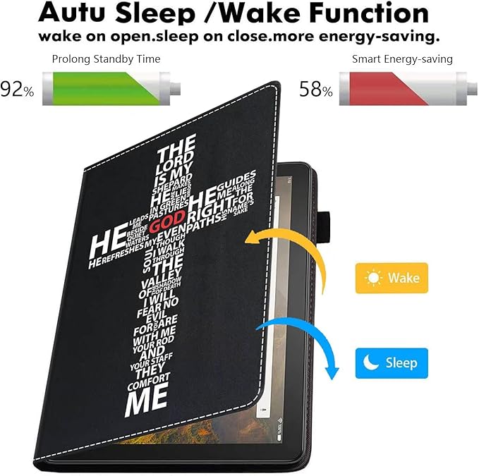 Case for Amazon Kindle Fire HD 10 &amp 10 Plus Tablet 10.1 (13th/11th Generation 2023/2021 Release) - PU Leather Folio Case with Smart Auto Wake/Sleep God Jesus Christian Cross