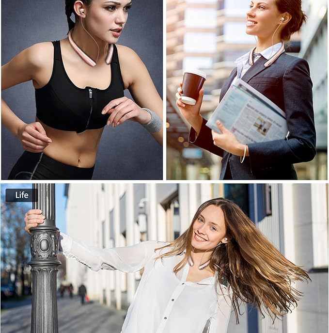 Neckband Bluetooth Headphones Bluetooth 5.4 Wireless Headphone with Retractable EarbudCVC8.0 Noise Cancelling 16Hrs Playtime Around The Neck Headphones Stereo Headset for Music Conference Videos