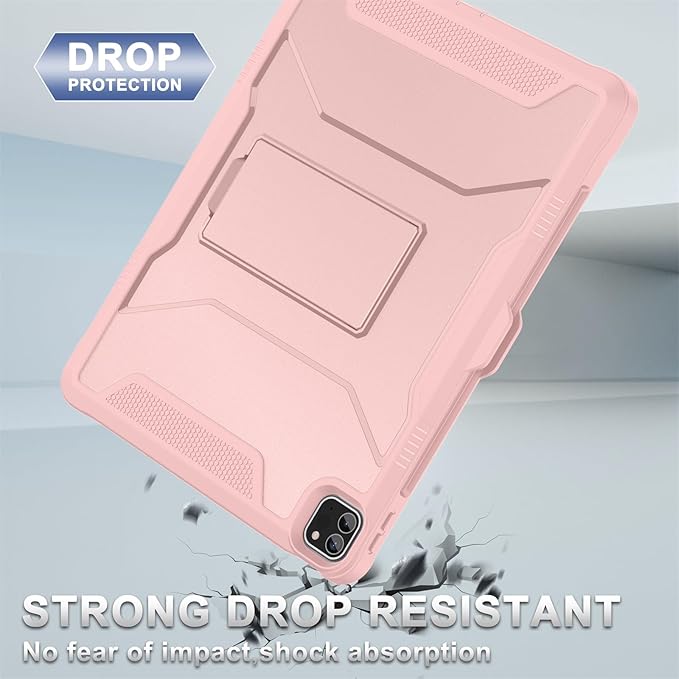Soke Case for iPad Pro 12.9 Inch 6th/5th/4th Generation(2022/2021/2020 Release) Rugged Shockproof Protective Cover with Built-in Kickstand for Apple iPad Pro 12.9 - Pink Sand