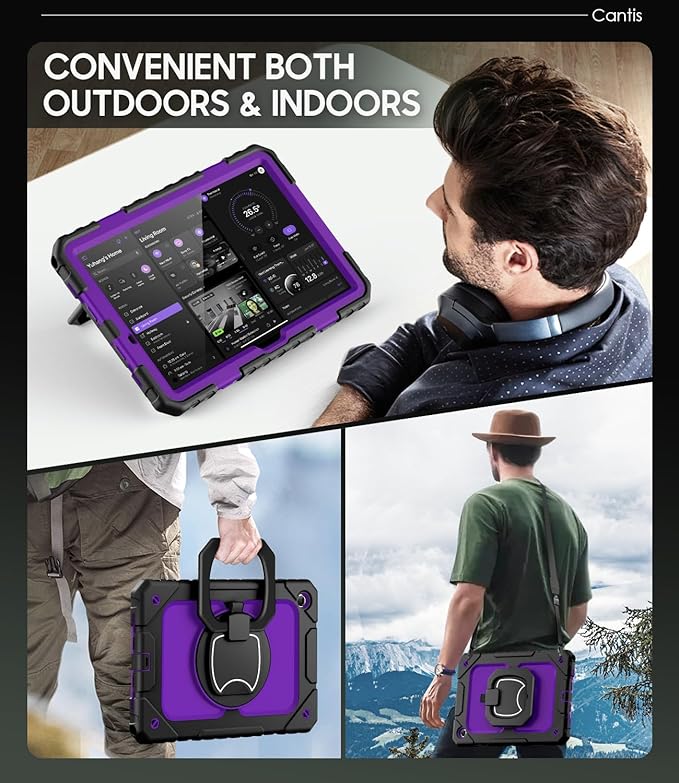 Cantis Case for Samsung Galaxy Tab A11 Plus 11 Inch 2026 (SM-X230/X236/X238) Shockproof Case for Tab A11+ with Screen Protector/Rotating Stand/Pen Holder/Shoulder Strap Black+Darkpurple