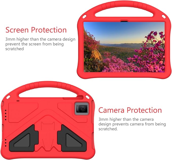 Tablet Case with Built-in Handle and Kickstand Lightweight Kids Friendly Shockproof Cover Compatible with T-Mobile REVVL Tab 5G 10.36 Red