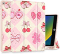 Mektron Designed Printed iPad 10.2 Case 9th Gen (2021)/ 8th Gen (2020)/ 7th Gen (2019) with Pencil Holder Slim Protective Case with Soft TPU Back for iPad 10.2 inch Cherry with Bows