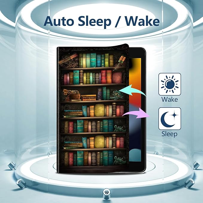 Slim Case for All-New Kindle Fire HD 10 &amp 10 Plus Tablet (11th Generation 2021 Release) 10.1 PU Leather Lightweight Stand Adjustable Smart Shell Cover with Auto Wake/SleepOld Library Bookshelf