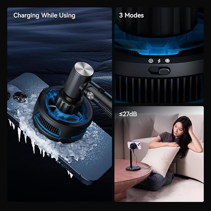 ULANZI SK-10 3 in 1 Semiconductor Cooling Fan - Magnetic Cell Phone Stand &amp Wireless Charger Height Adjustable Desk Holder Compatible with iPhone 17/Pro/Pro Max for Live Streaming Gaming &amp O