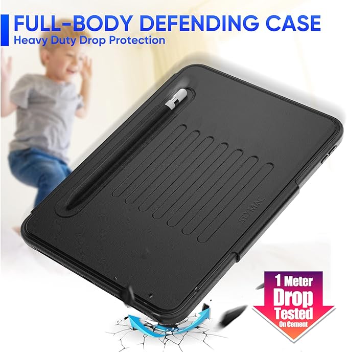 SEYMAC stock Case for iPad (A16) 11th/10th Generation 11''/10.9'' Strong Magnetic Auto Sleep Shockproof Case with Absorbing Multi-Angles Stand Pen Holder Card Slot (Black)