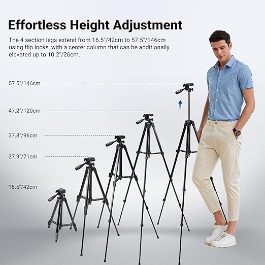 NEEWER Entry Level Version Tripod for Cell Phone &amp Camera Metal Lightweight Portable Travel Stand with Cold Shoe Cellphone Holder Mount Compatible with iPhone for Video Recording Filming TP53