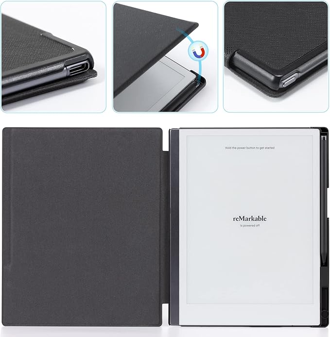 CoBak Case for Remarkable 2 Paper Tablet - Lightweight and Hard Back Shell Protective Book Folio Cover with Built-in Pen Holder - for 10.3 2020 Released (Black)
