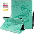 for Kindle Fire HD 10 &amp HD 10 Plus Case 13th/11th Generation 10.1 (2023/2021) Stand Embossed PU Leather Magnetic Wallet Cover with Pencil Holder/Pockets [Auto Wake/Sleep] Green Butterfly