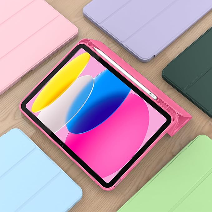 Case for iPad (A16) 11 Inch 2025/iPad 10th Generation 10.9 Inch 2022 Slim Trifold Stand Protective Cover with Pencil Holder and Soft TPU BackSupport Auto Sleep/Wake (Watermelon)