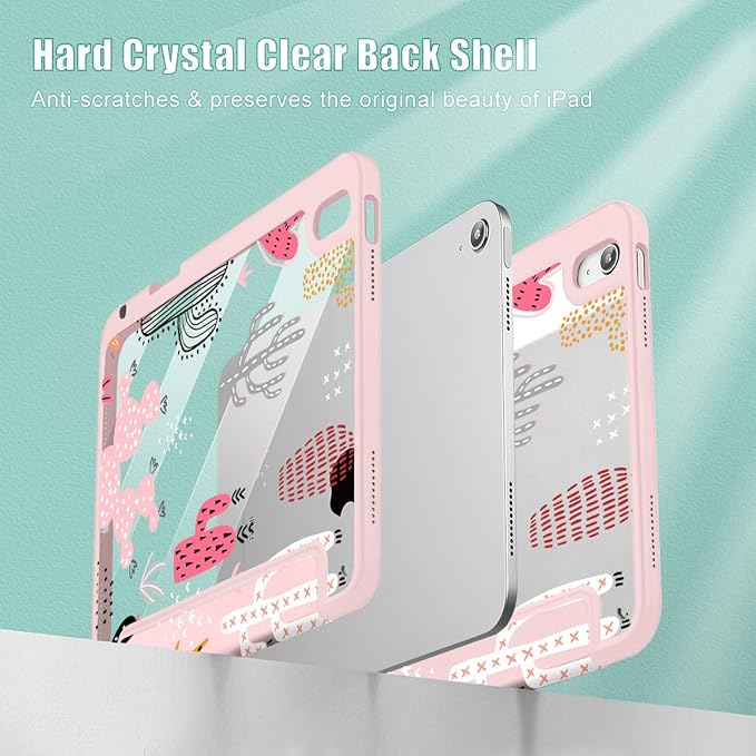 Tuiklol Case for iPad 11 inch (A16 Chip) 2025 Generation 11th / iPad 10.9 inch 2022 10th Gen Buit in Pencil Holder with Shockproof Cover Clear Transparent Back Shell Auto Wake/Sleep Cactus