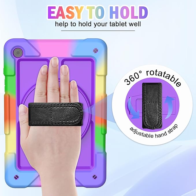 BMOUO for Samsung Galaxy Tab A9+/A9 Plus Case 11 2023 (SM-X210/X216/X218) Shockproof Galaxy Tab A9 Plus Case with Rotating Stand and Hand/Shoulder Strap Purple