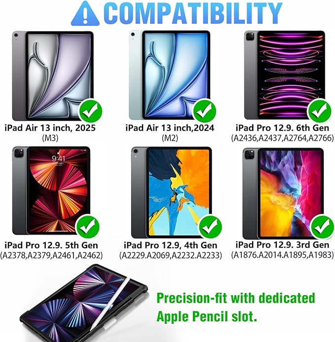 Nillkin iPad Air 13 inch Case Keyboard (M3 2025/M2 2024) &amp iPad Pro 12.9 inch (6th/5th/4th/3rd) Detachable Backlit Keyboard with Multi-Touch Trackpad Pencil Holder &amp Camera Cover Rugged Pro