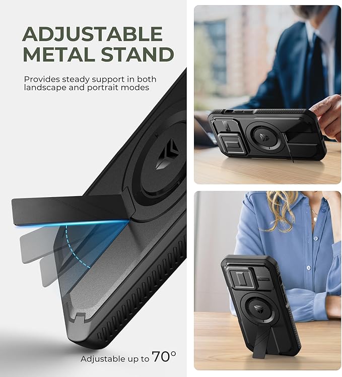 Dexnor for iPhone 13/iPhone 14 Case with Slide Camera Cover &amp Adjustable Kickstand &amp Privacy Screen Protector Compatible with MagSafe Rugged Bumper Case Magnetic Protective Cover 6.1 InchBla