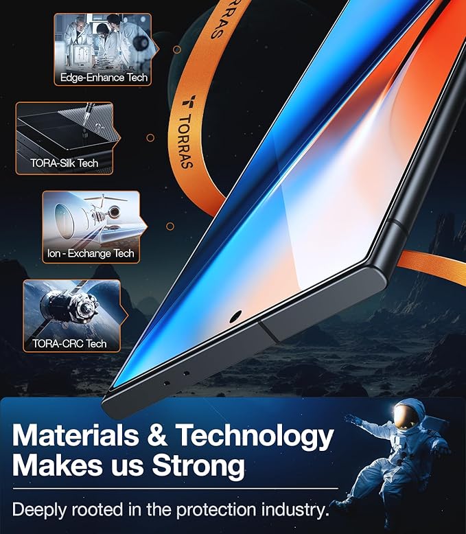 TORRAS Top-Notch Aerospace Glass for Samsung Galaxy S24 Ultra Screen Protector [12Ft Military-Grade Shatterproof] Anti-Scratch Tempered Glass Full Coverage Fit Screen Protector S24 Ultra 6.8 2-Pack |