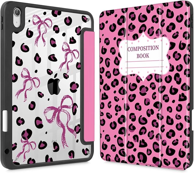 Mektron Case for 2026 iPad Air 13 inch M4 Cover Compatible 2025 iPad Air 13 inch M3 2024 iPad Air 13 inch M2 with Pencil Holder Shockproof Clear Shell Composition Book-Bows