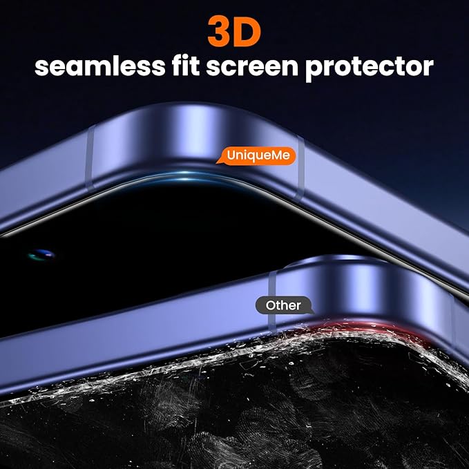 UniqueMe for iPhone 16 Plus Screen Protector - [Military Grade Shatterproof &amp 9H+ Hardness] Screen Protector 16 Plus Tempered Glass Full Coverage Protection Easy Installation 2 Packs