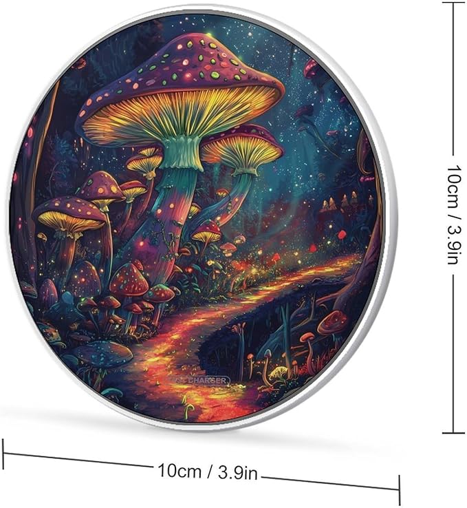Mushroom Wireless Charger Anti-Slip Wireless Charging Pad Slim Charger Mat for Men Women