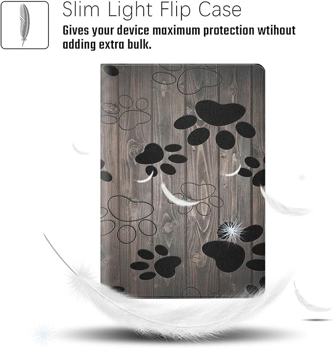 Case for iPad Pro 13 Inch M4 (iPad 7th Generation 2024)Adjustable Stand Auto Wake/Sleep Function Full Body Protection Cover - Dog Paw Print on Wood