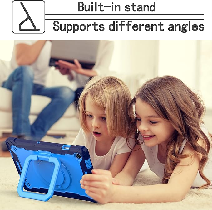Dteck for Samsung Galaxy Tab A8 (SM-X200/X205) Tablet Case 10.5 2022 Release Shockproof Sturdy Rugged Case for Kids with Rotate Handle and Kickstand Protective Cute Cover with Shoulder Strap Blue