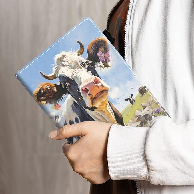 Case for All-New Amazon Kindle Fire HD 10 &amp 10 Plus Tablet 10.1 (13th/11th Generation 2023/2021 Release) - PU Leather Folio Case with Smart Auto Wake/Sleep Cow